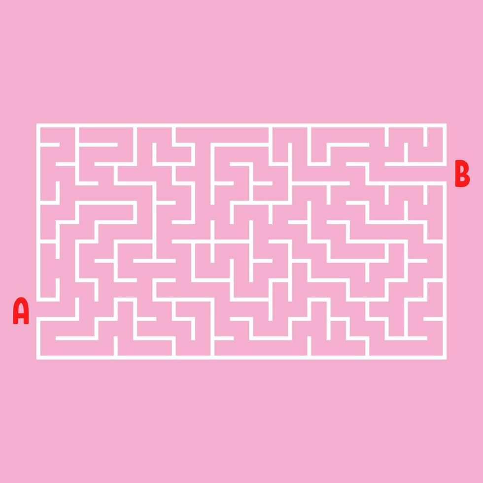 Abstract rectangular maze. Game for kids. Puzzle for children. One entrance, one exit. Labyrinth conundrum. Flat vector illustration isolated on color background.