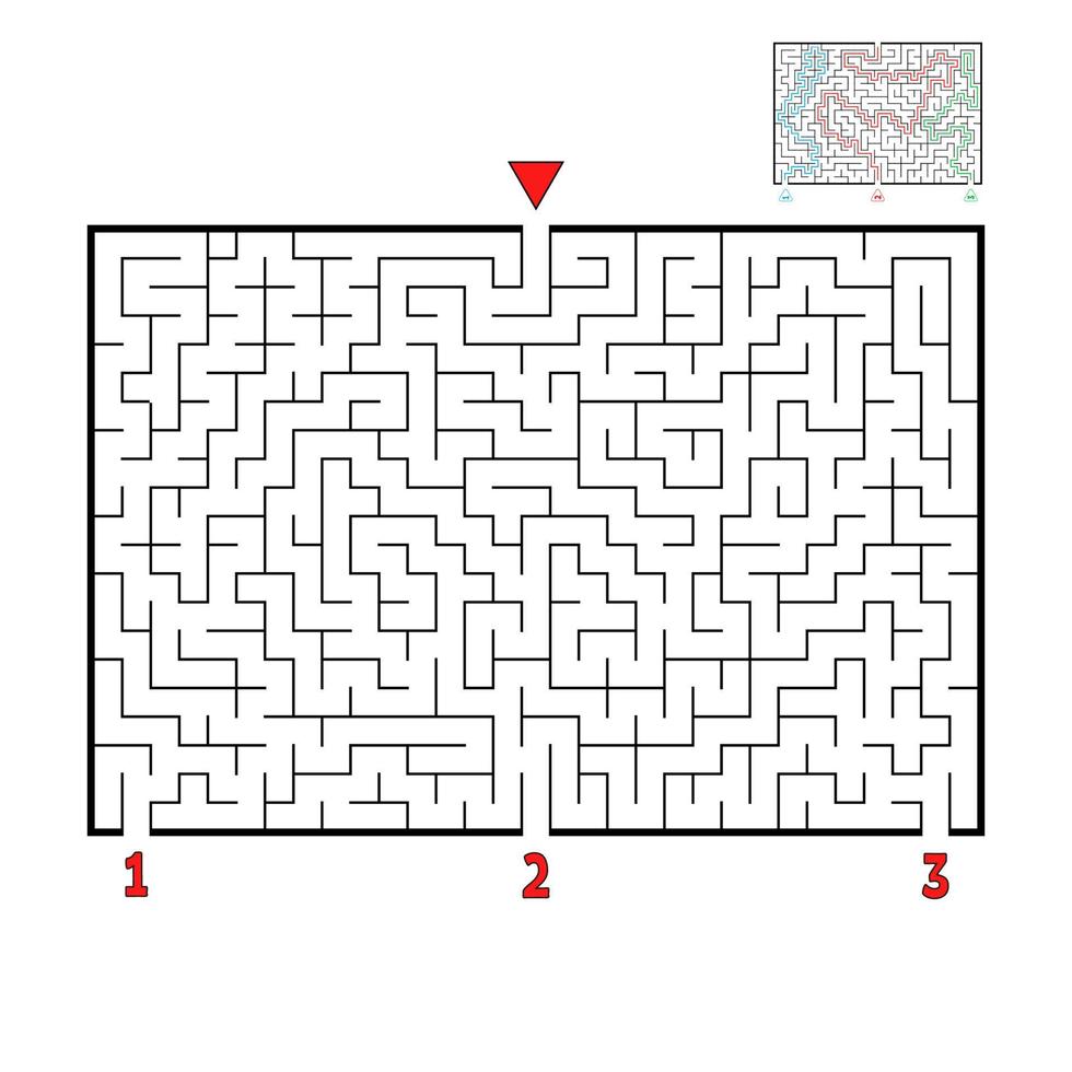 Abstract rectangular large maze. Game for kids and adults. Puzzle for children. Find the right way out. Labyrinth conundrum. Flat vector illustration.