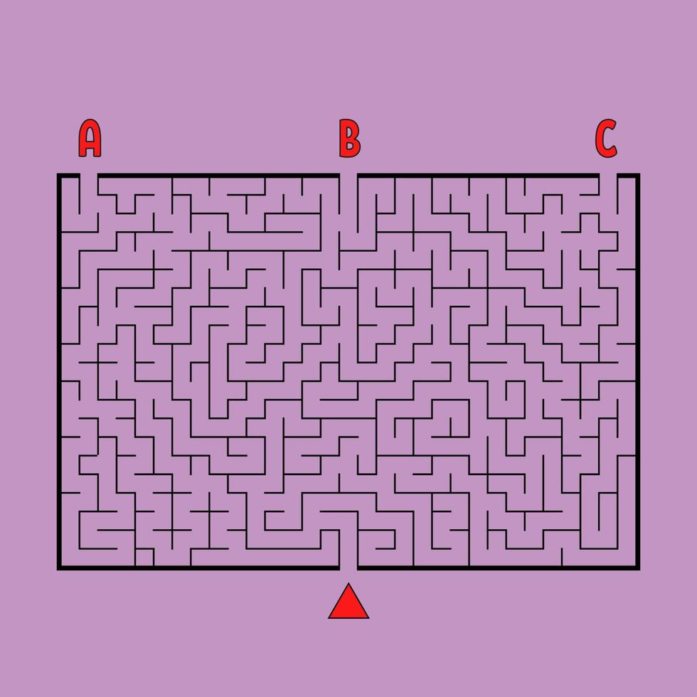 laberinto grande rectangular abstracto. juego para niños y adultos. rompecabezas para niños. encontrar la salida correcta. enigma del laberinto. ilustración vectorial plana. vector