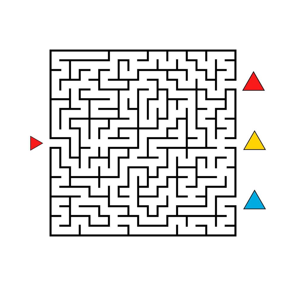 Abstract square maze. Game for kids. Puzzle for children. Find the right path. Labyrinth conundrum. Flat vector illustration isolated on white background.