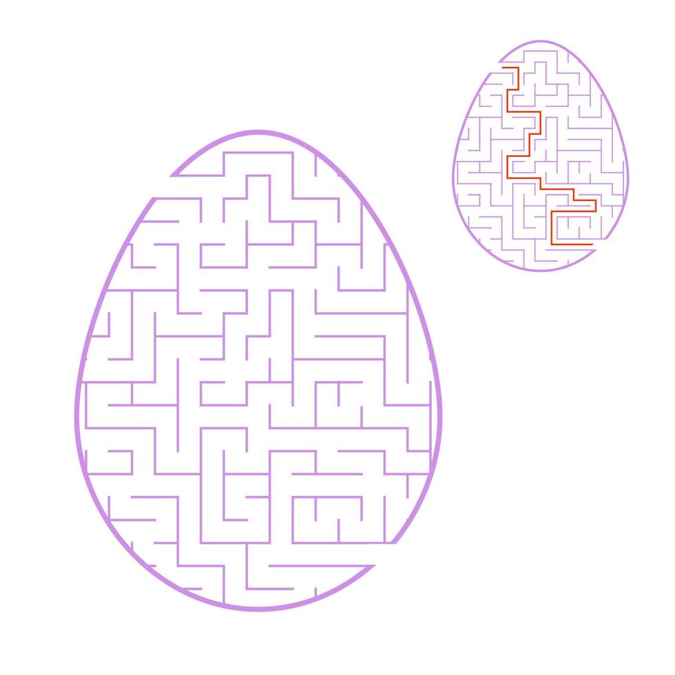 Color labyrinth egg. Kids worksheets. Activity page. Game puzzle for children. Easter holiday. Maze conundrum. Vector illustration.