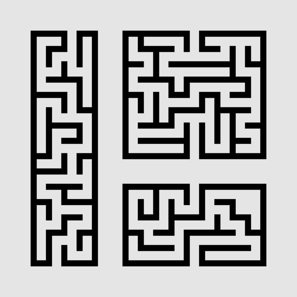 A set of mazes. Game for kids. Puzzle for children. Labyrinth conundrum. Vector illustration.