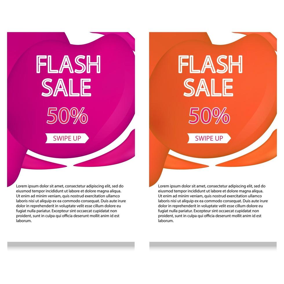 set of dynamic modern geometric and liquid mobile for flash sales of banners vector