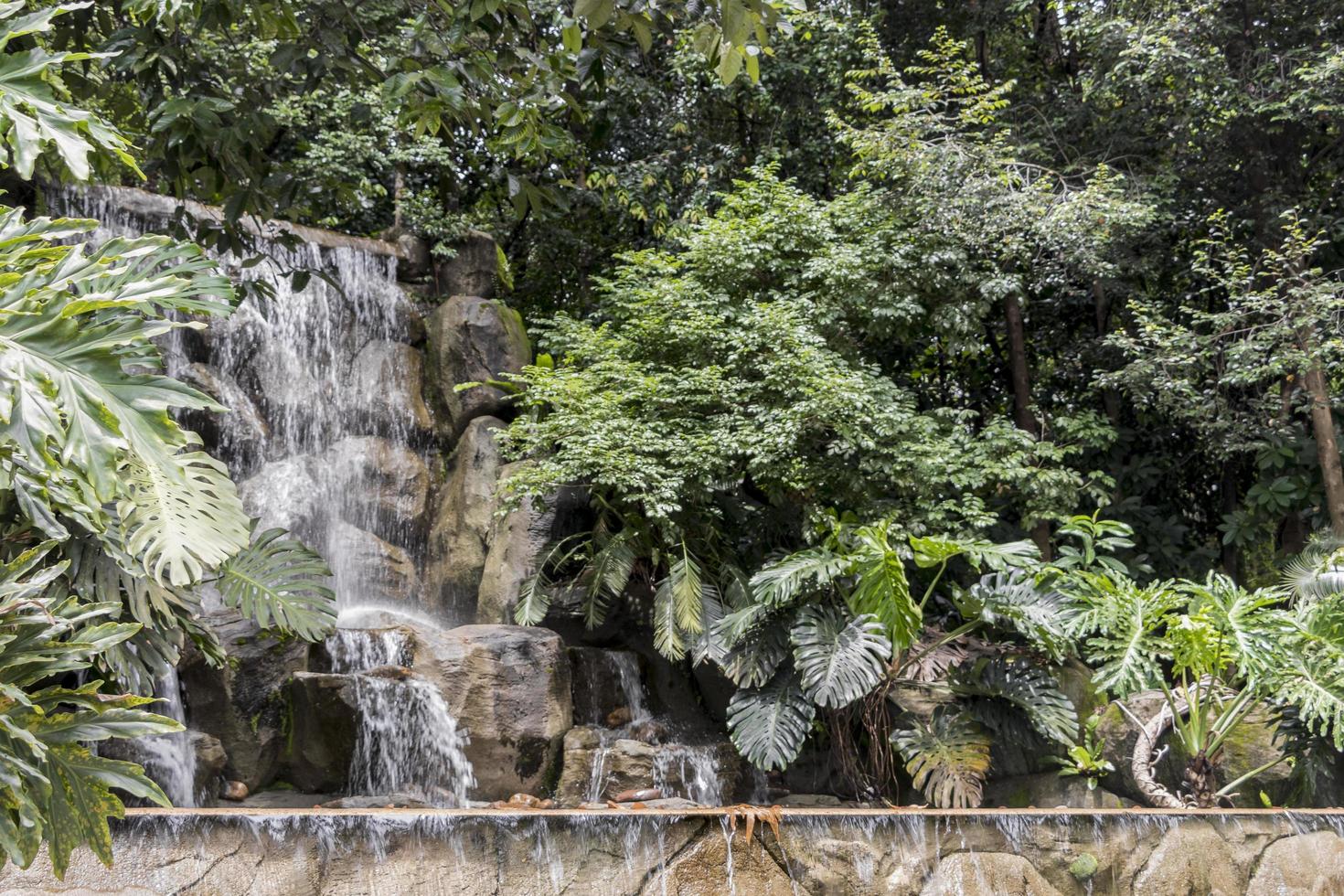 Impresionante hermosa cascada, jardines botánicos de Perdana en Kuala Lumpur, Malasia foto