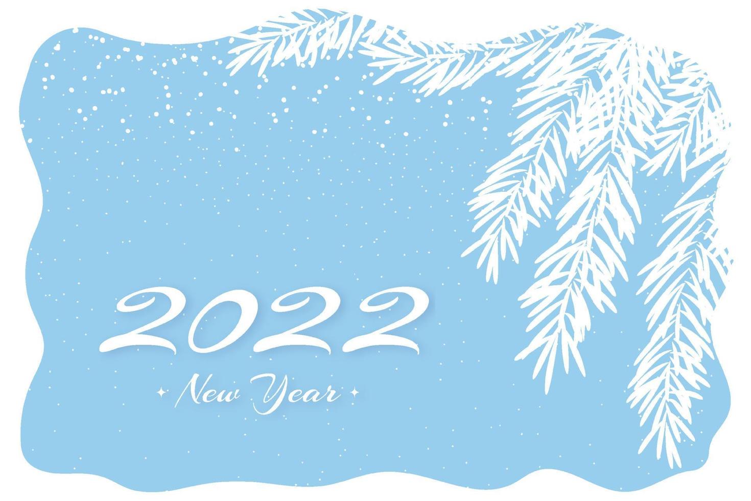 2022 snow card in flat style on light background. New year illustration. Blue color vector background. Abstract landscape banner design. Holiday celebration concept