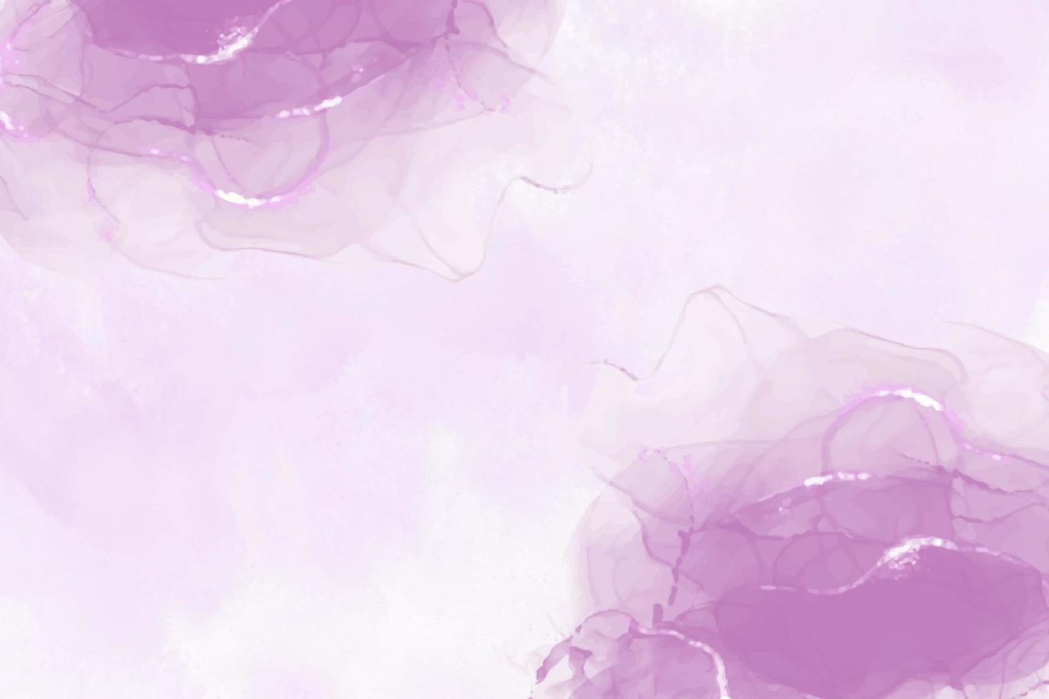Marble purple alcohol background. Abstract mauve watercolor art background. Lilac fluid pattern. Liquid lavender texture. Pastel soft card design. Watercolor violet banner vector