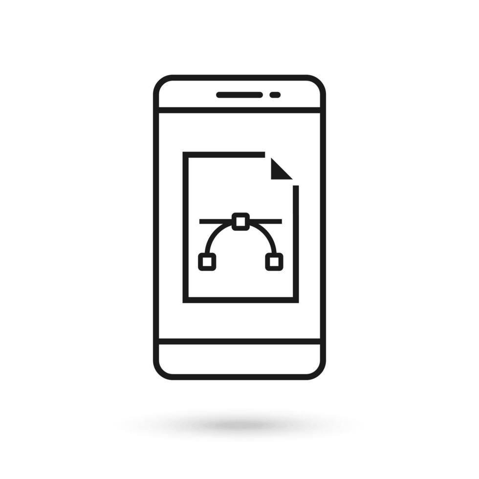Mobile phone flat design with vector file sign.