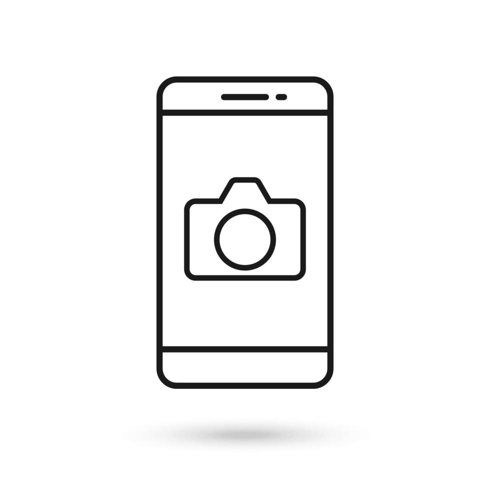 Mobile phone flat design icon camera sign. vector