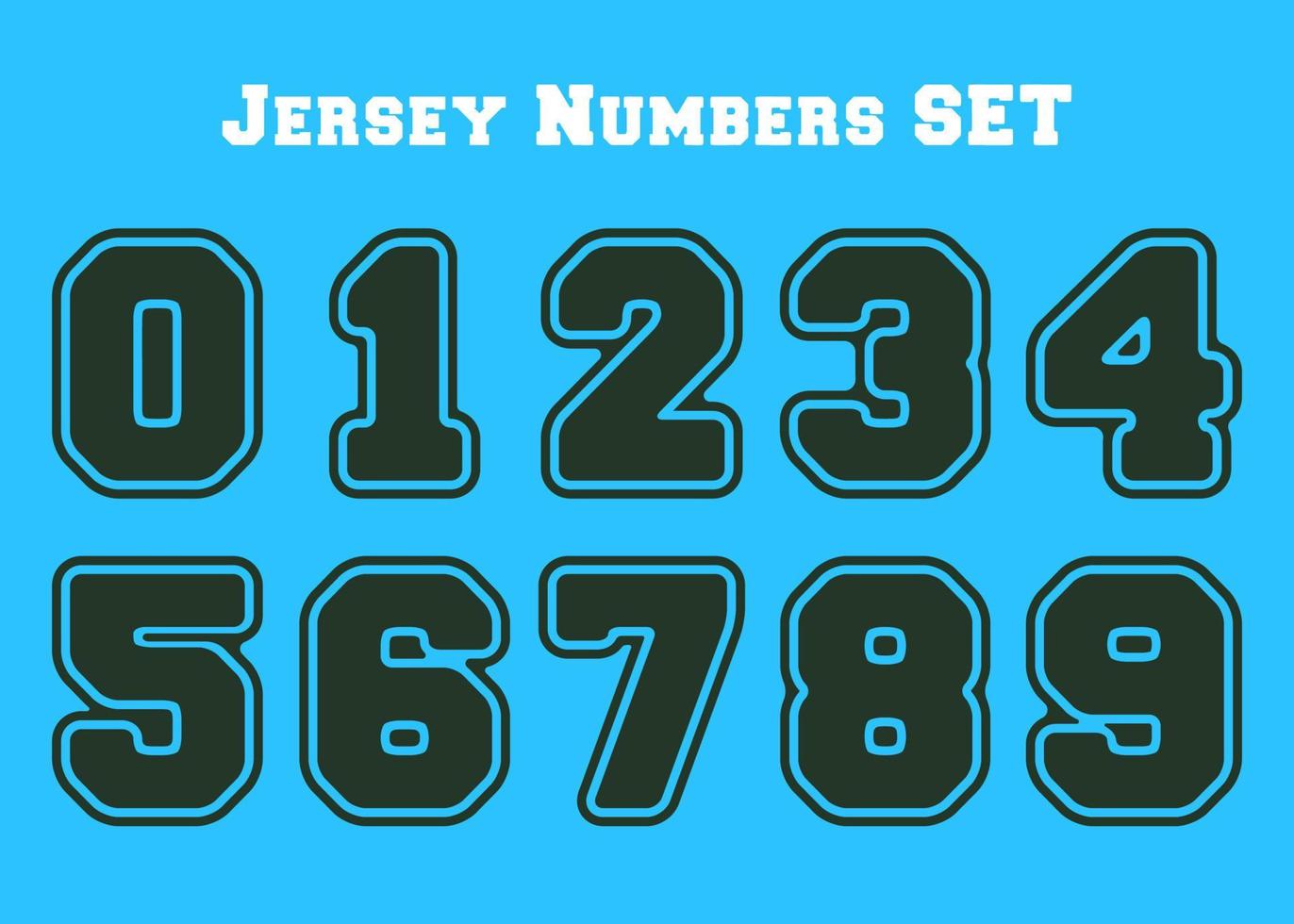 College number set, Jersey sport numbers bundle. Vector illustration.