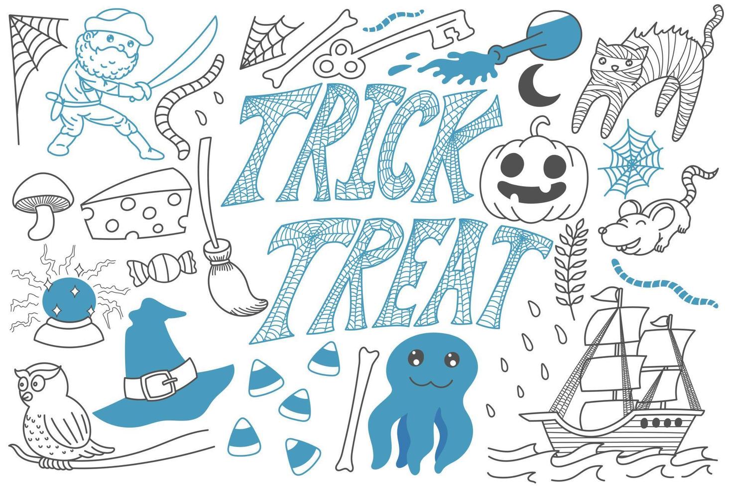 truco o trato halloween garabatos art vector