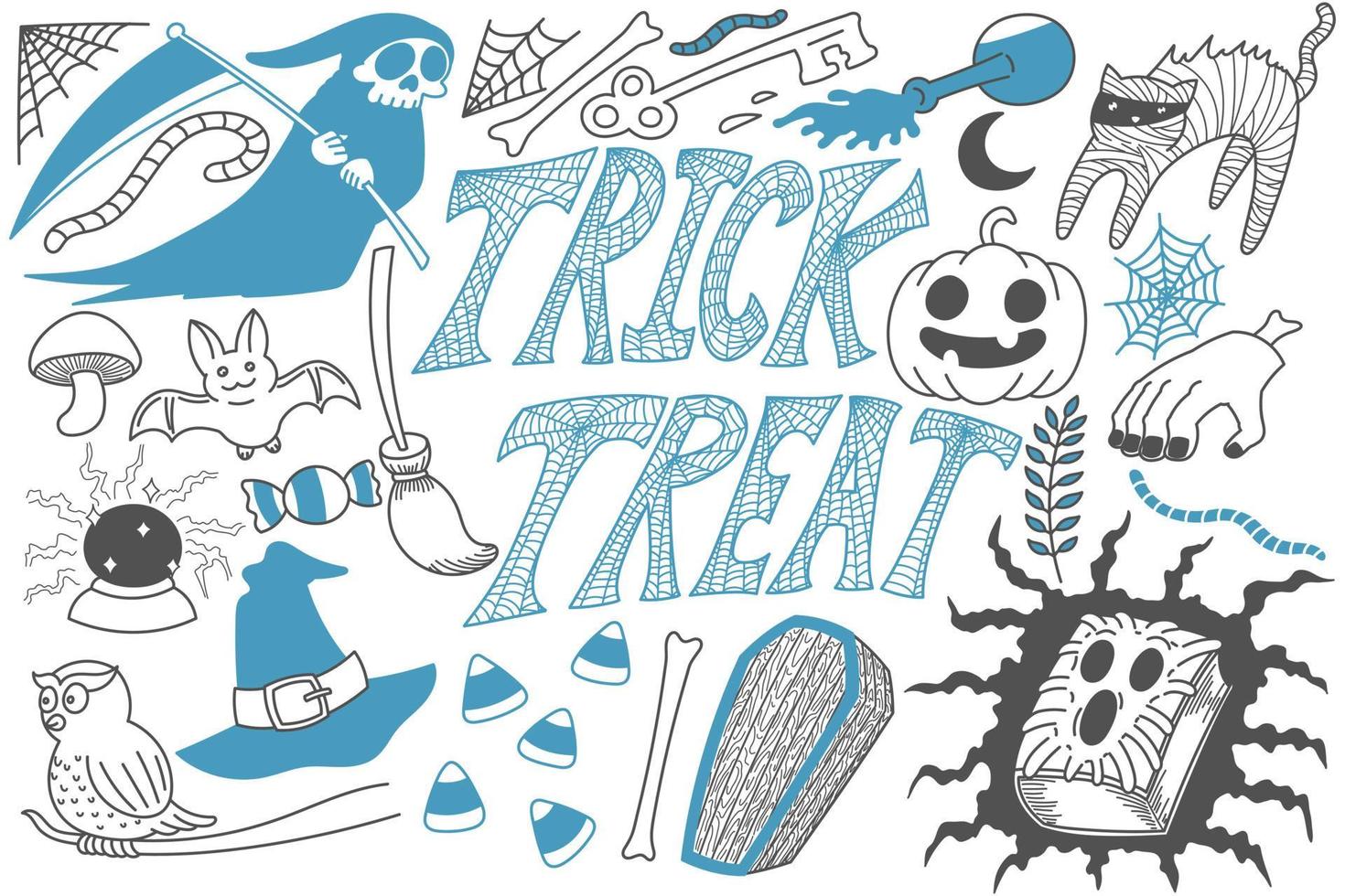 truco o trato halloween garabatos art vector