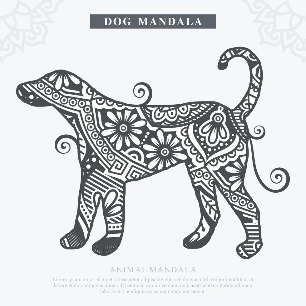 DOG Mandala Vector. Vintage decorative elements. Oriental pattern, vector illustration.