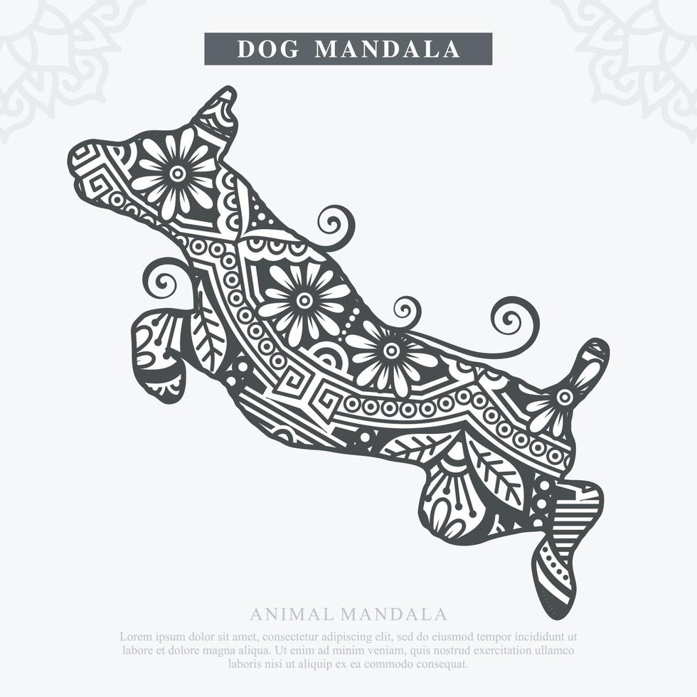 DOG Mandala Vector. Vintage decorative elements. Oriental pattern, vector illustration.