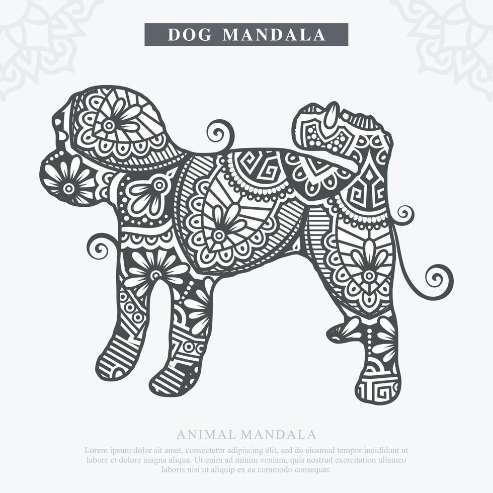 DOG Mandala Vector. Vintage decorative elements. Oriental pattern, vector illustration.