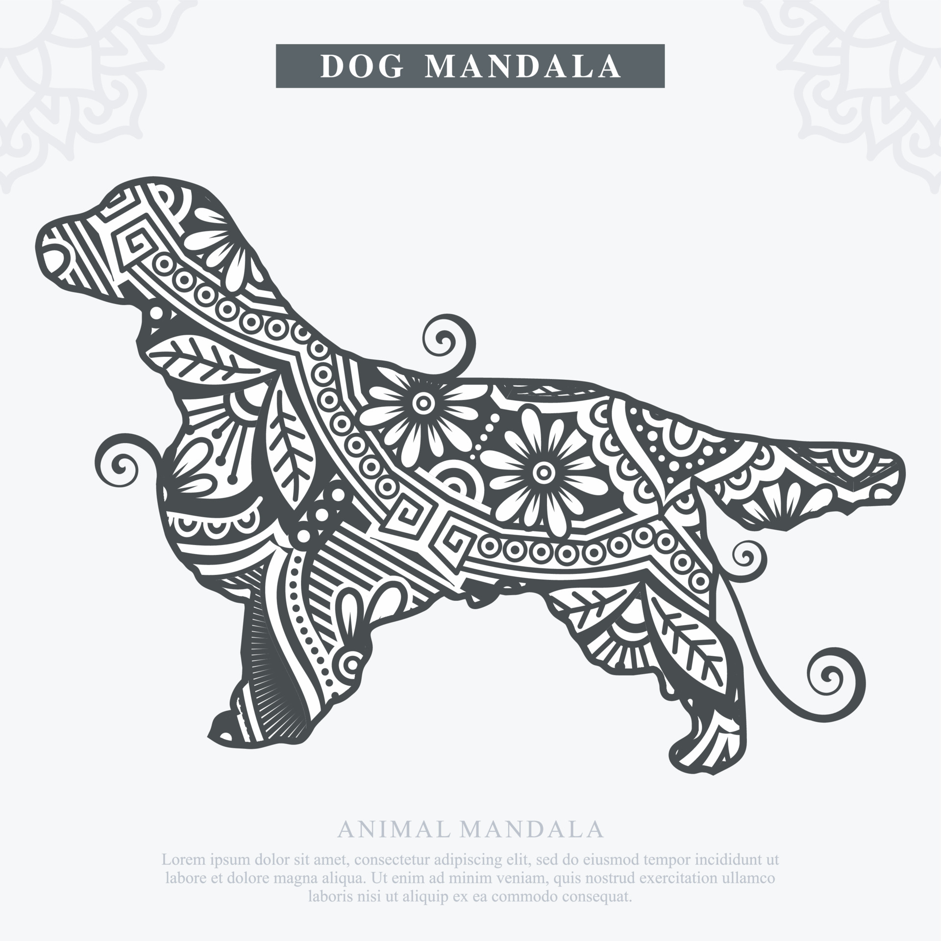 DOG Mandala Vector. Vintage decorative elements. Oriental ...