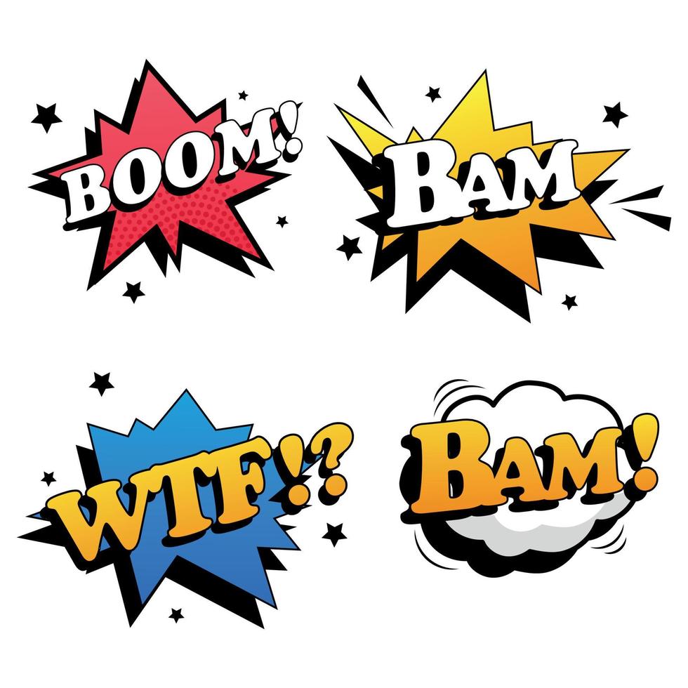Comic book lettering collection on white background - Vector