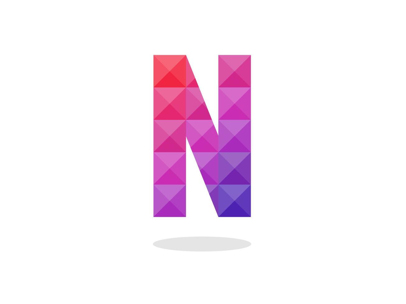 Logotipo de la letra n geométrica con una combinación perfecta de colores rojo-azul. vector