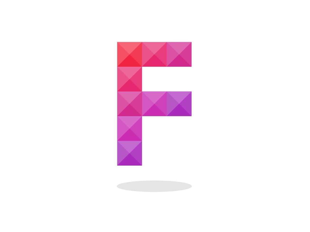 Logotipo de la letra f geométrica con una combinación perfecta de colores rojo-azul. vector