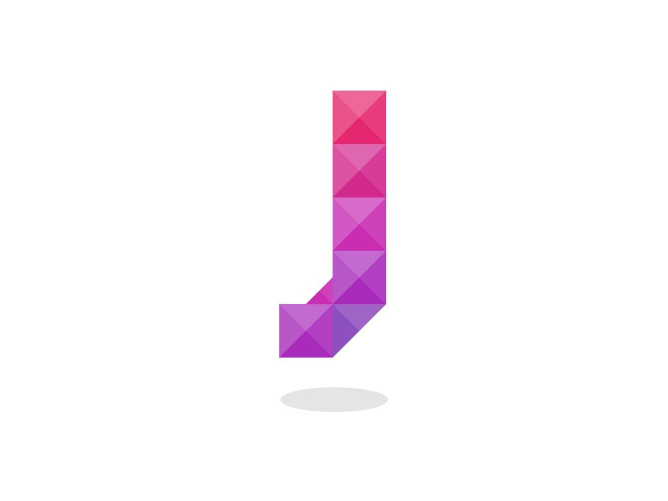 Logotipo de la letra j geométrica con una combinación perfecta de colores rojo-azul. vector