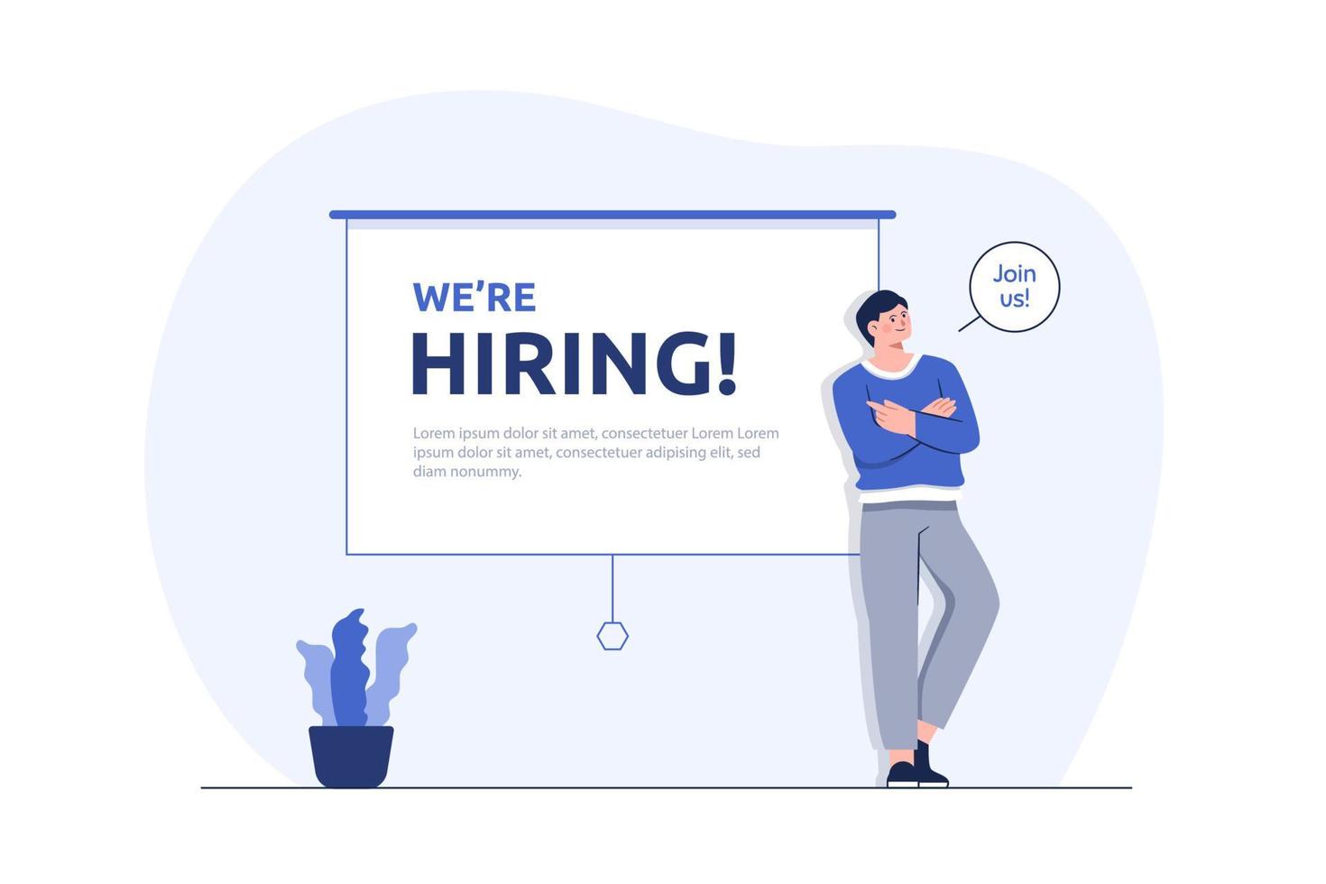 We are hiring concept in flat design vector