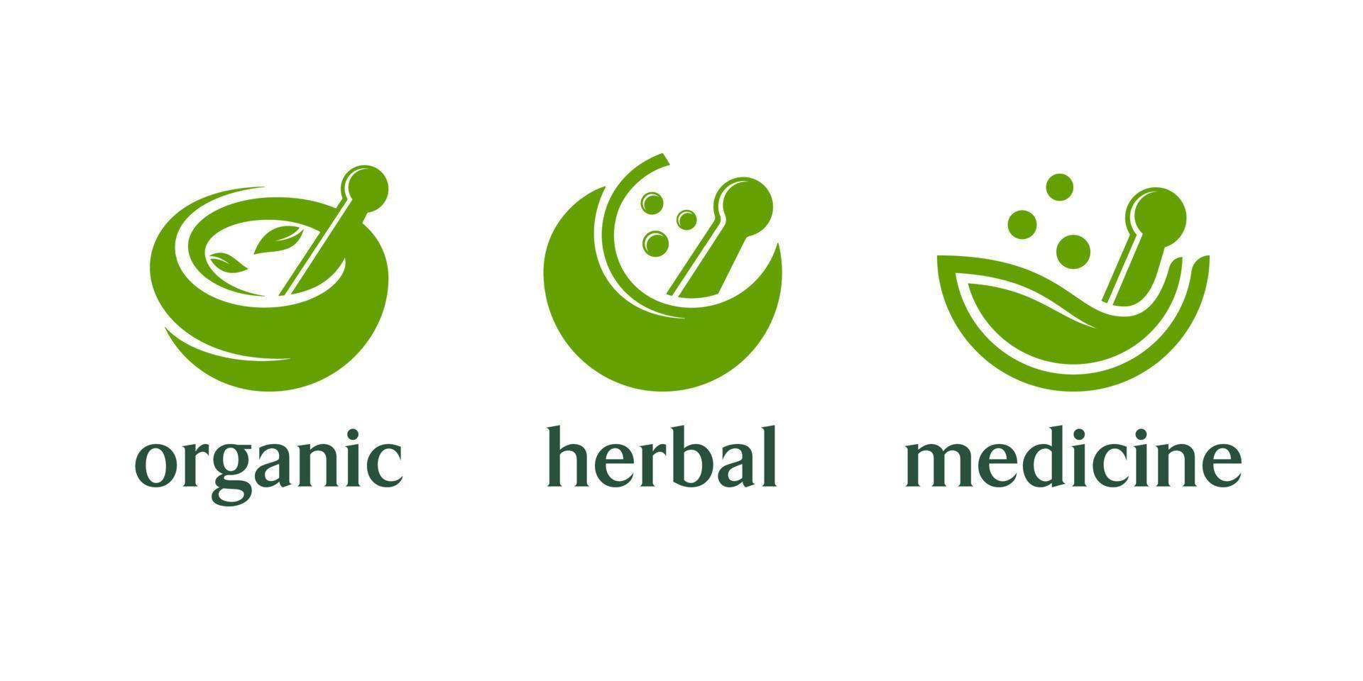 conjunto de logotipos de medicina herbal abstracta vector