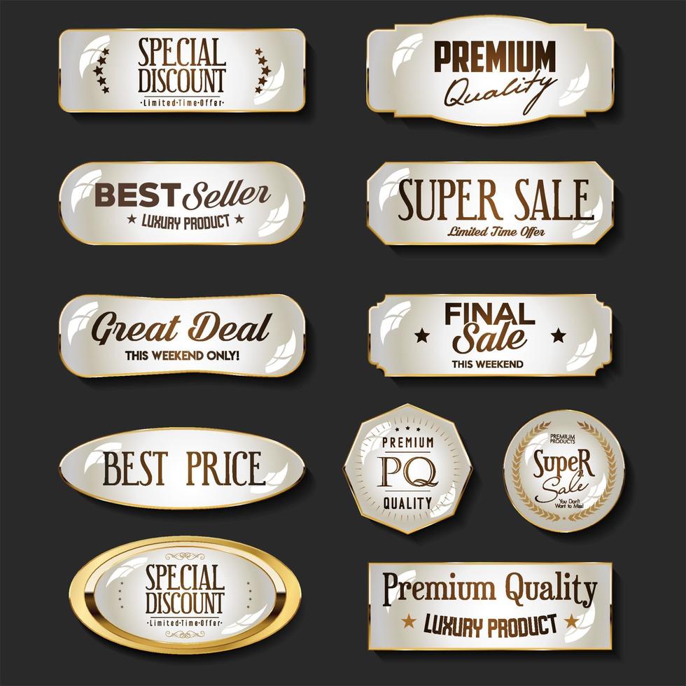 Luxury gold and brown badges and labels collection illustration vector