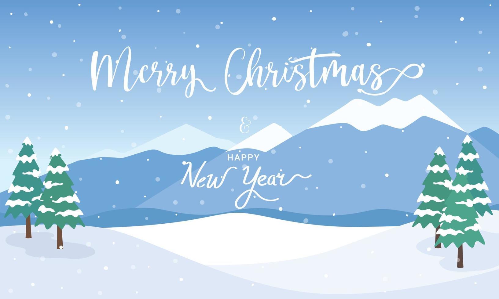 merry christmas winter landscape background vector