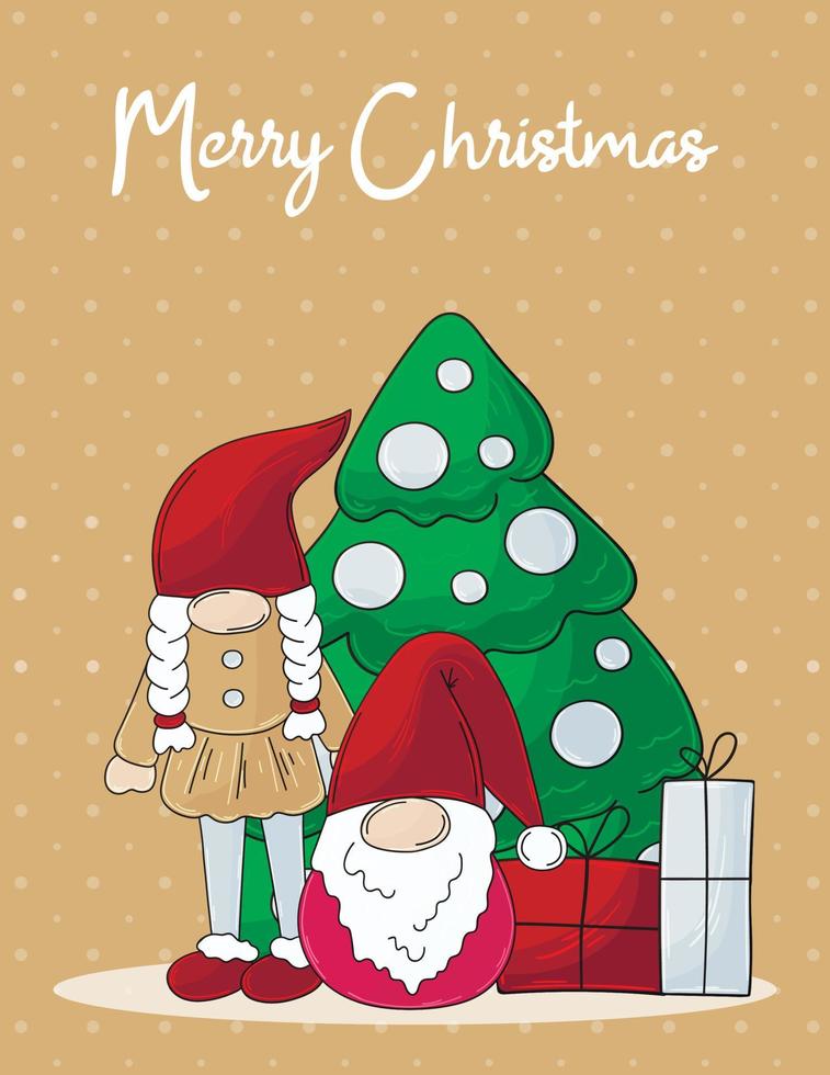 Christmas illustration with gnomes vector