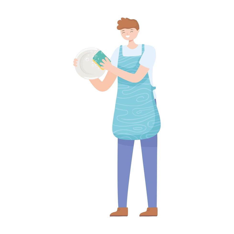 man washing a dish vector