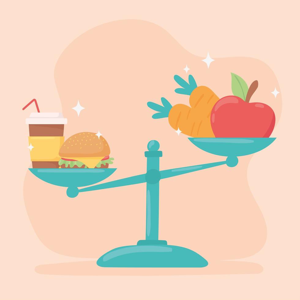 food on balance scale 3624198 Vector Art at Vecteezy