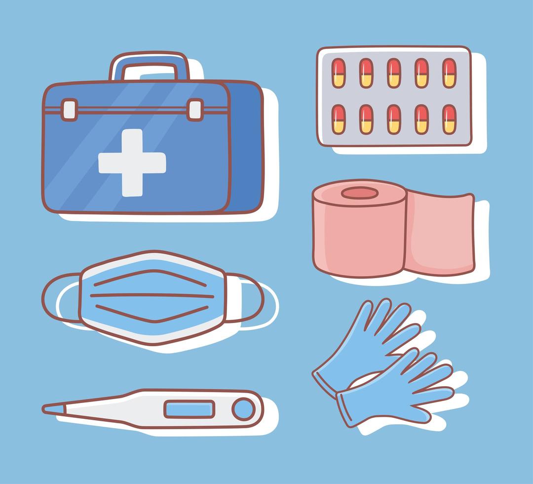 medicaments and first aid kit vector