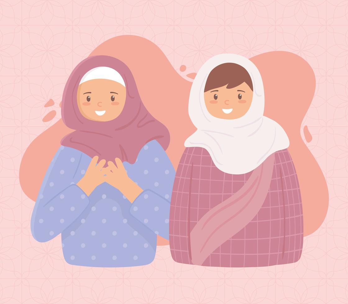 mujeres musulmanas en hijab tradicional vector