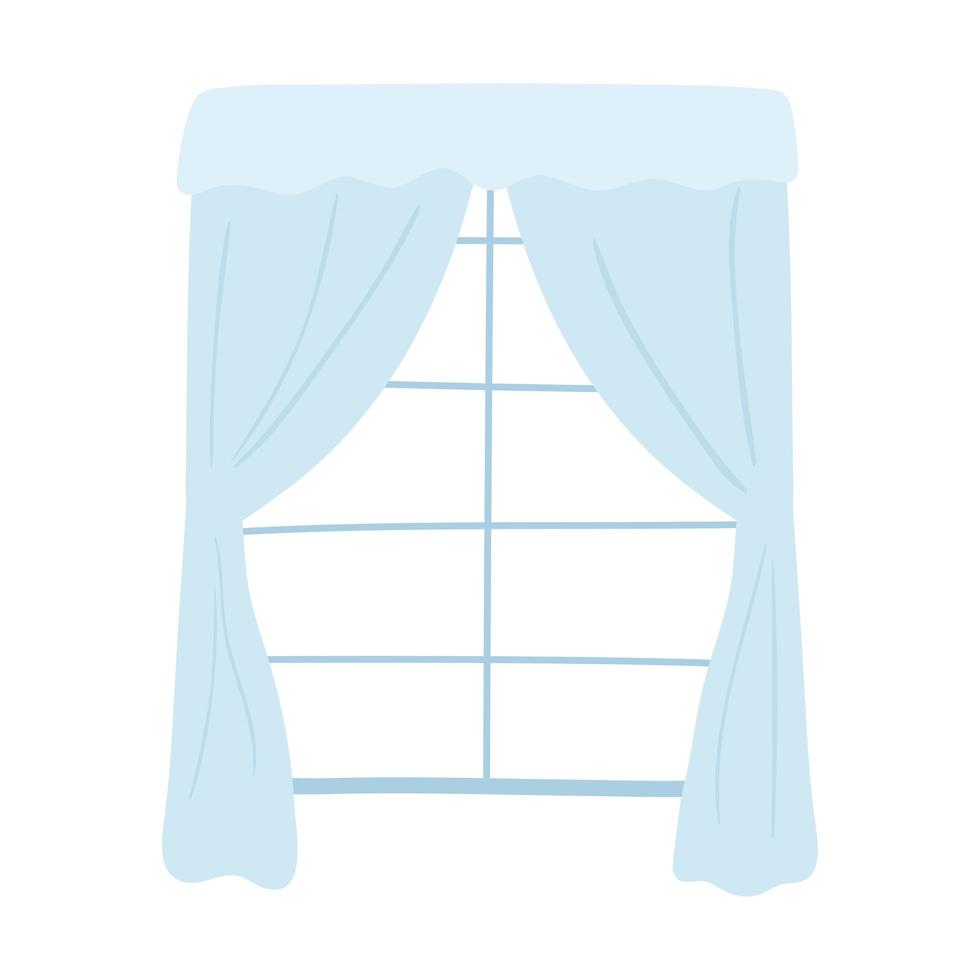 blue curtains in window vector