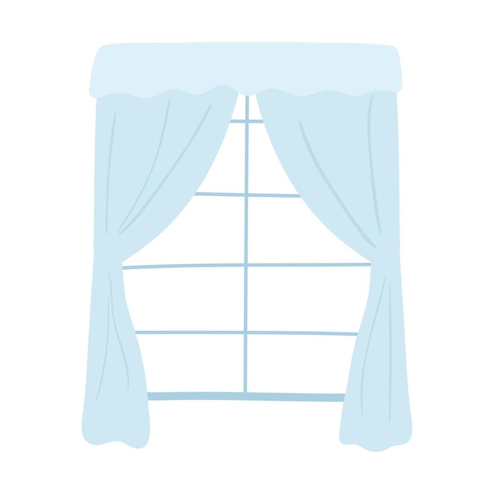 blue curtains in window vector