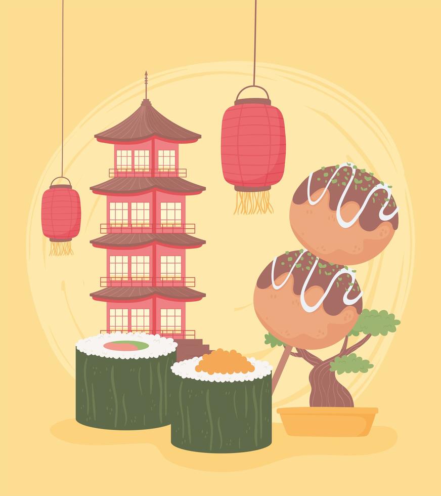 conjunto tradicional japonés vector