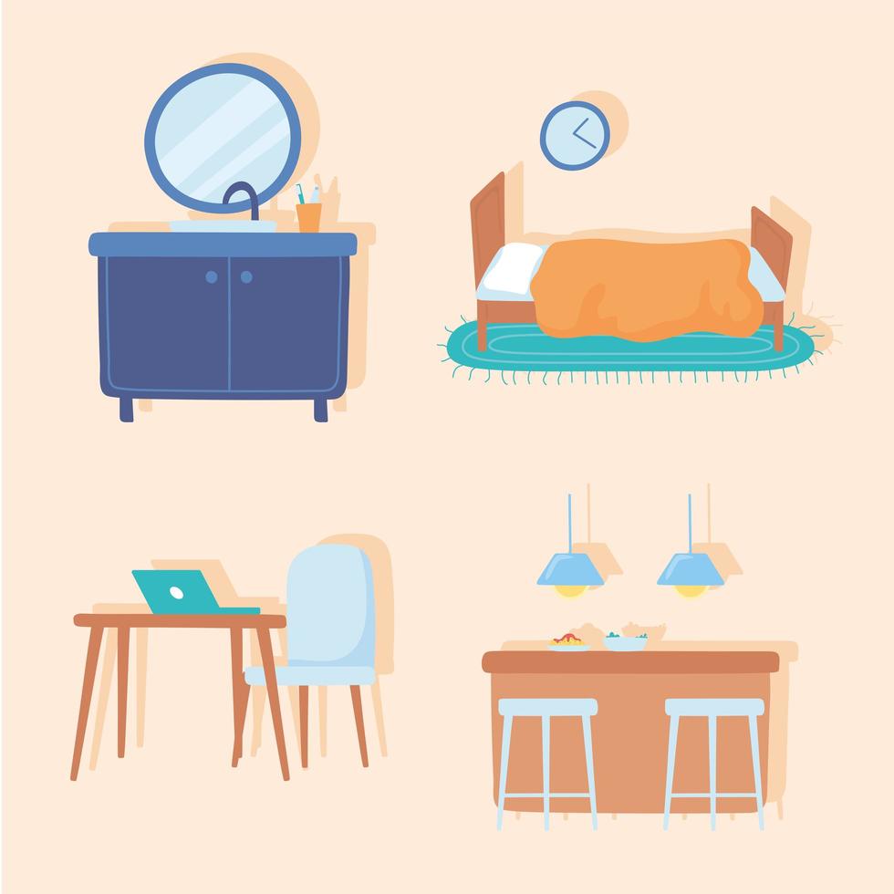 conjunto de iconos de muebles para el hogar vector