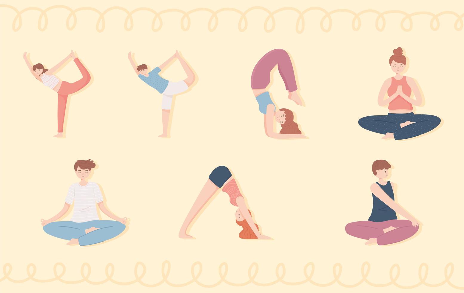 people practicing yoga vector