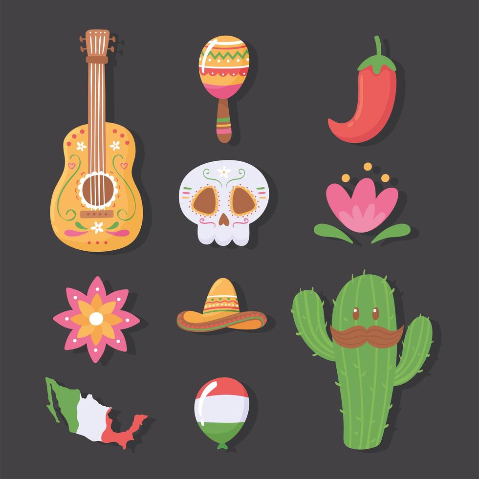 mexican traditional set vector