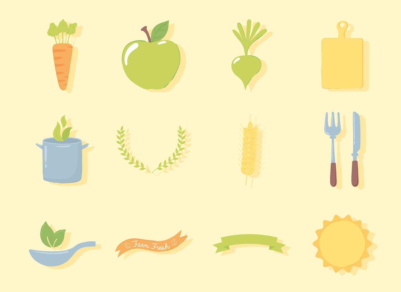fresh produce icon set vector