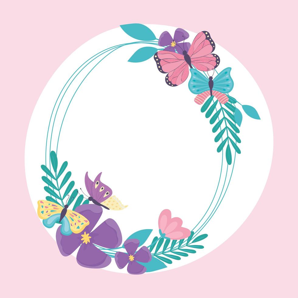 butterflies wreath flowers vector