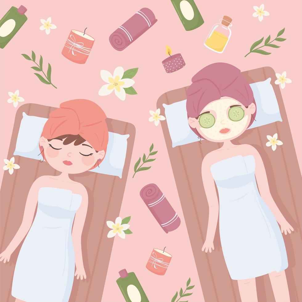 women relaxing in the spa vector