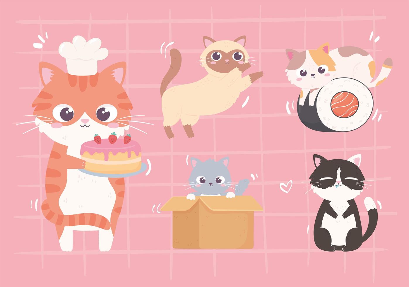 cute little kitties set vector