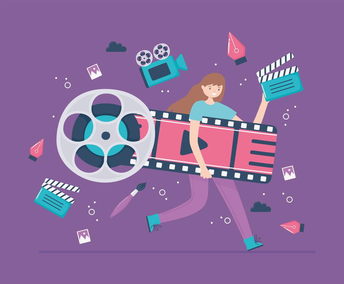 girl and motion design vector