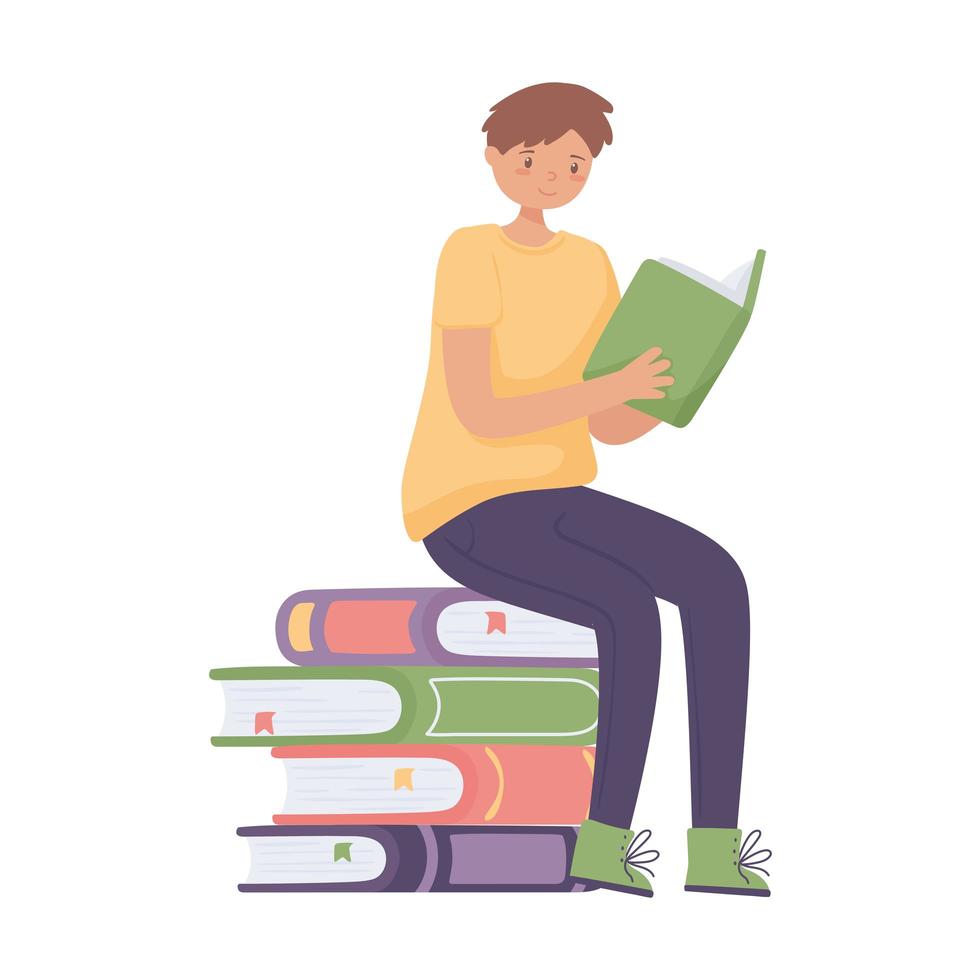boy reading book vector