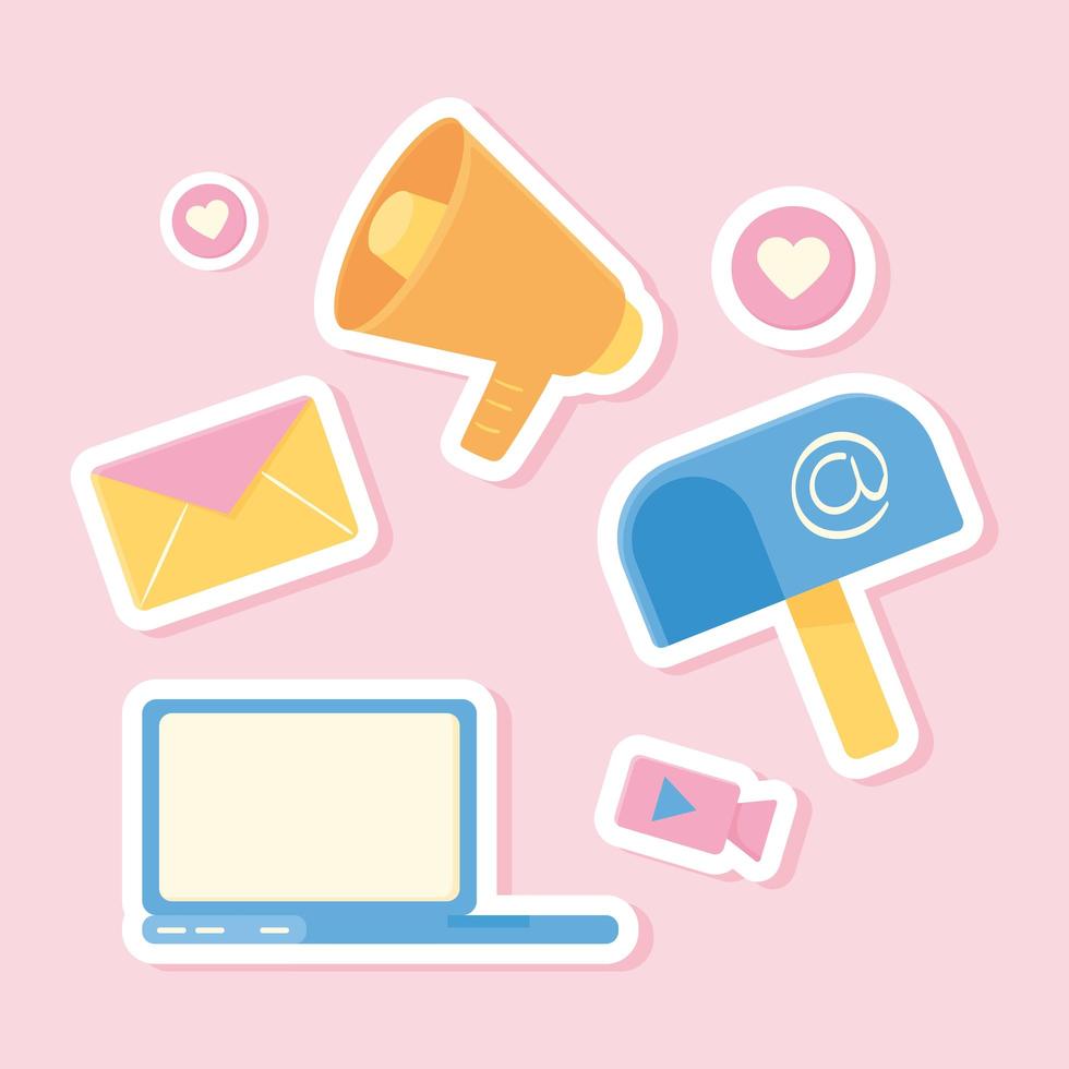 set of laptop and email vector