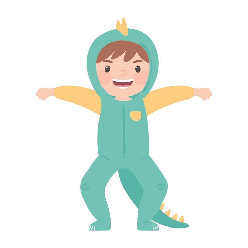 boy with dinosaur costume vector