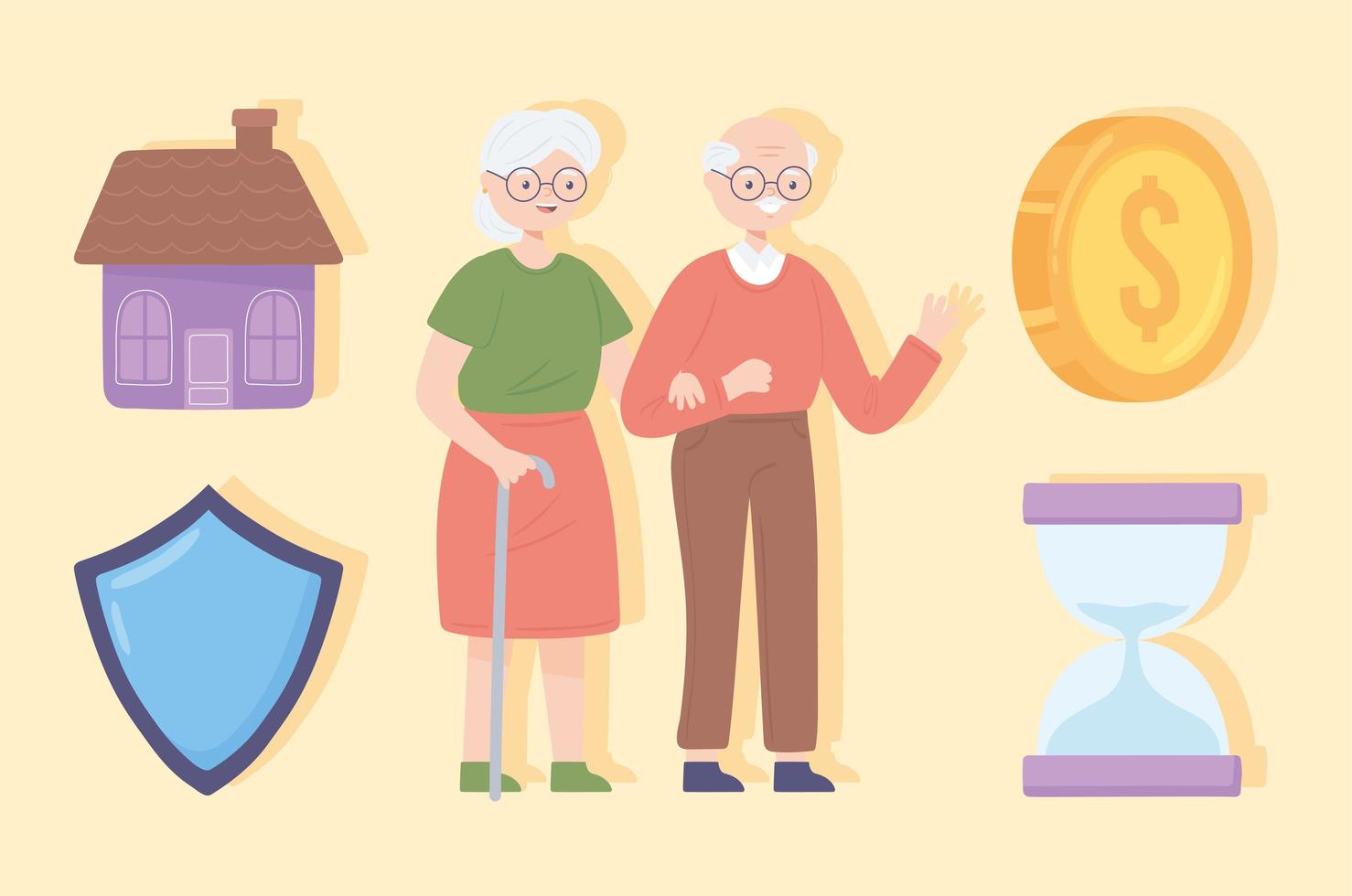 elderly couple retirement savings vector