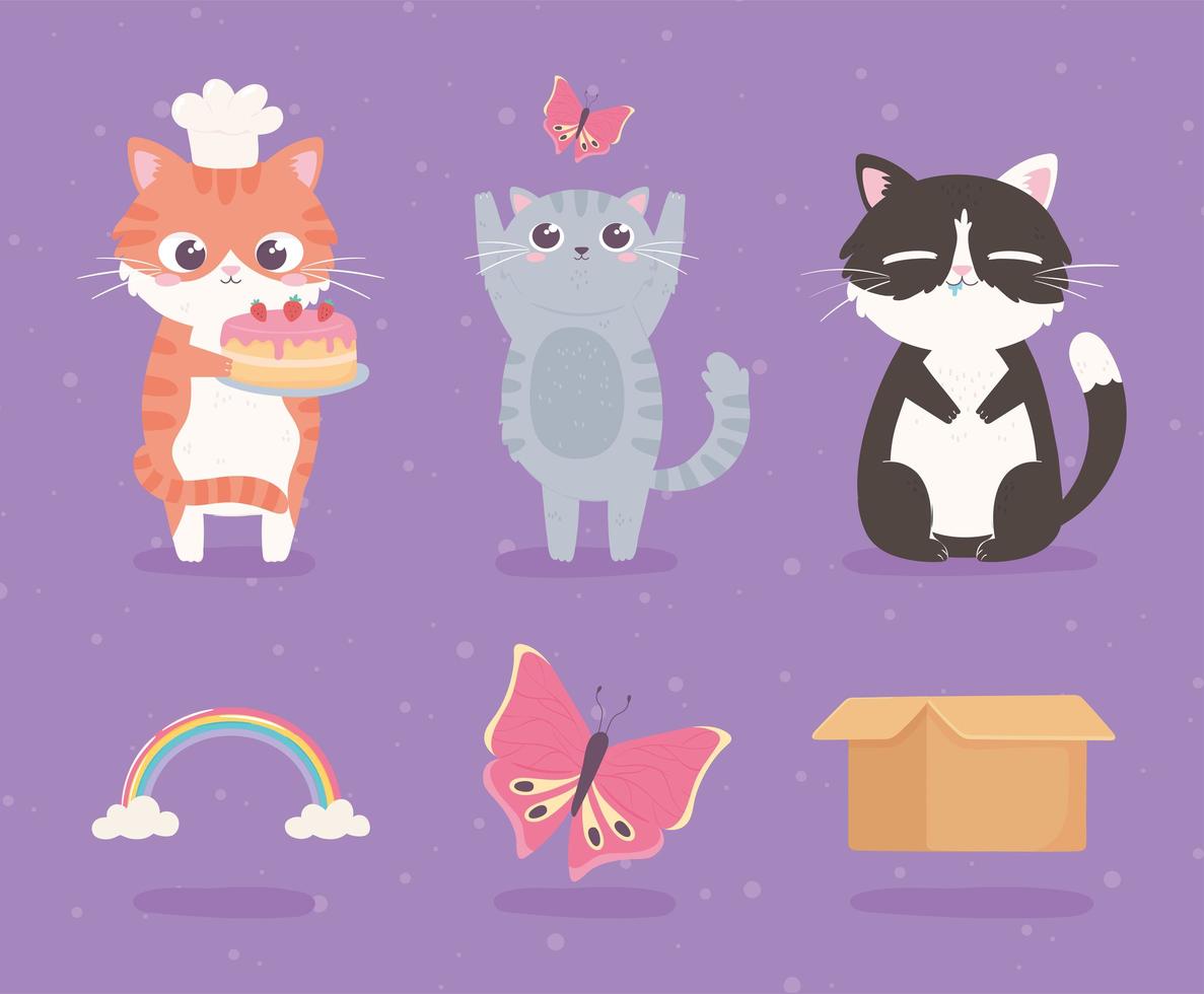 cartoon cute kitties vector