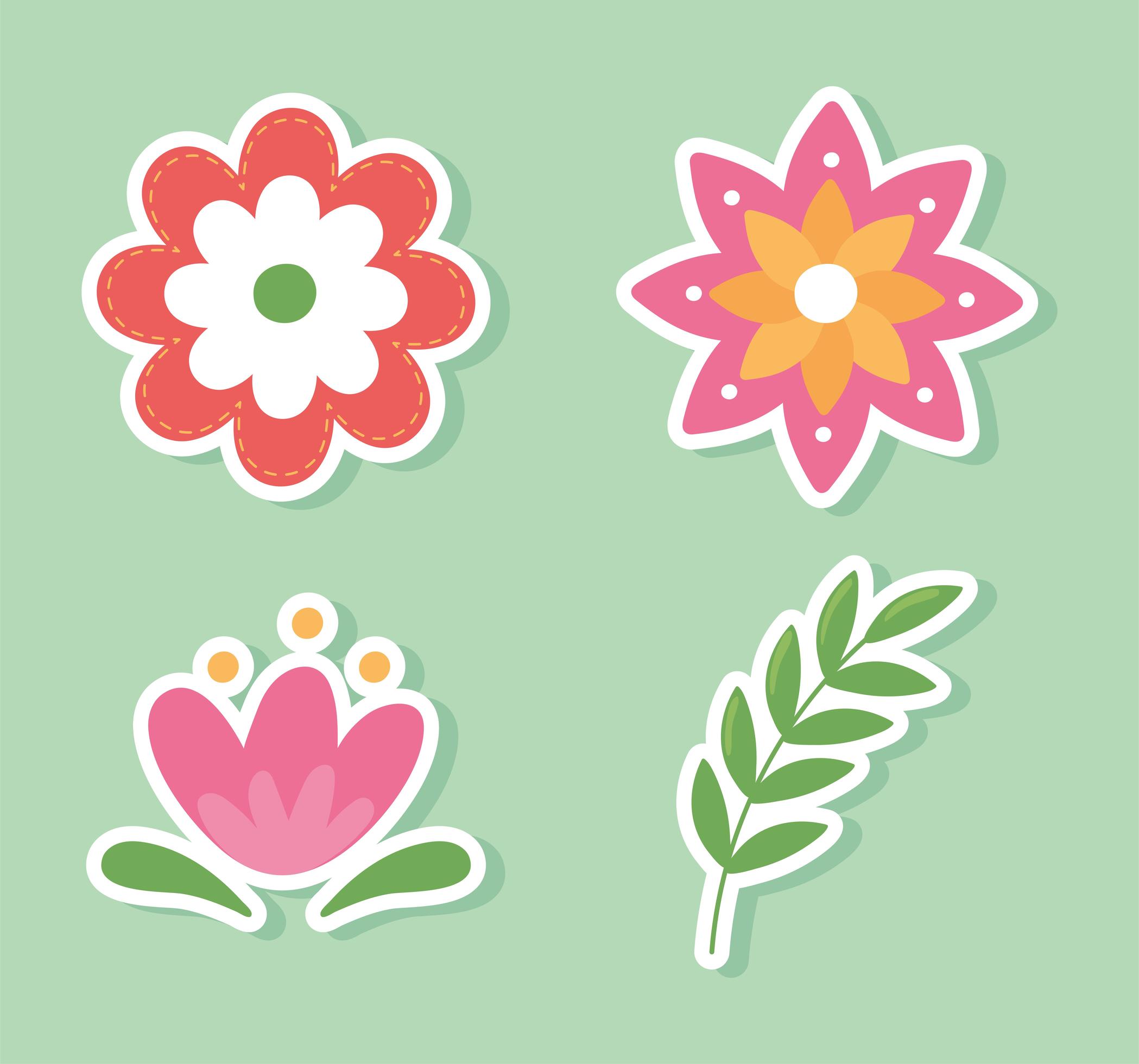 set of flowers stickers 3624934 Vector Art at Vecteezy