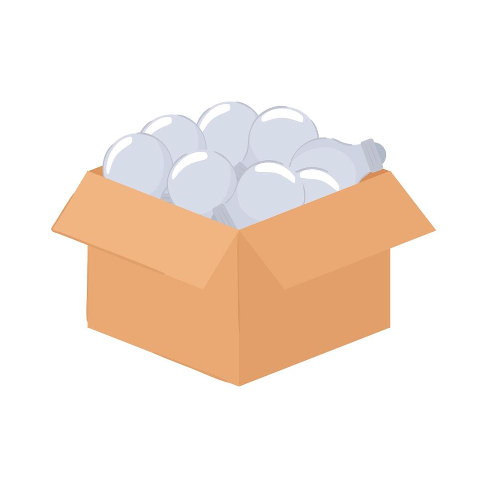 box filled with light bulbs vector